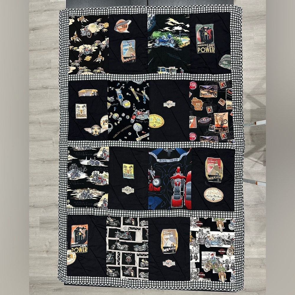 Harley-Davidson Handmade Custom Tori Richard Fabric Quilt Blanket